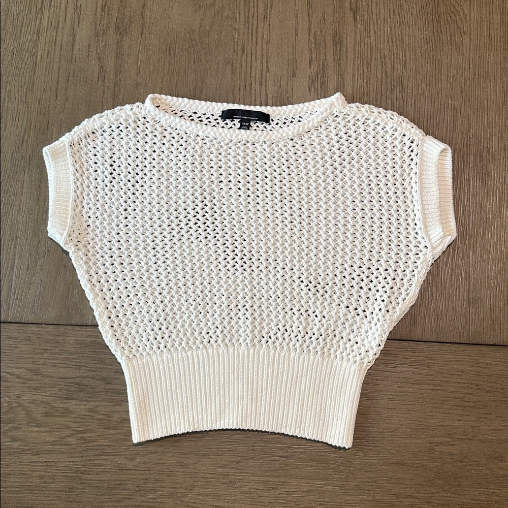 White House Black Market Short Sleeve Open Stitch Knit Sweater Size XXSP White